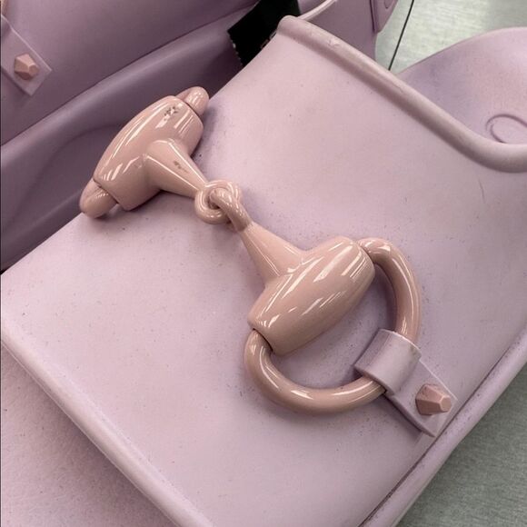 Gucci Light Pink Rubber Mules - Picture 3 of 15